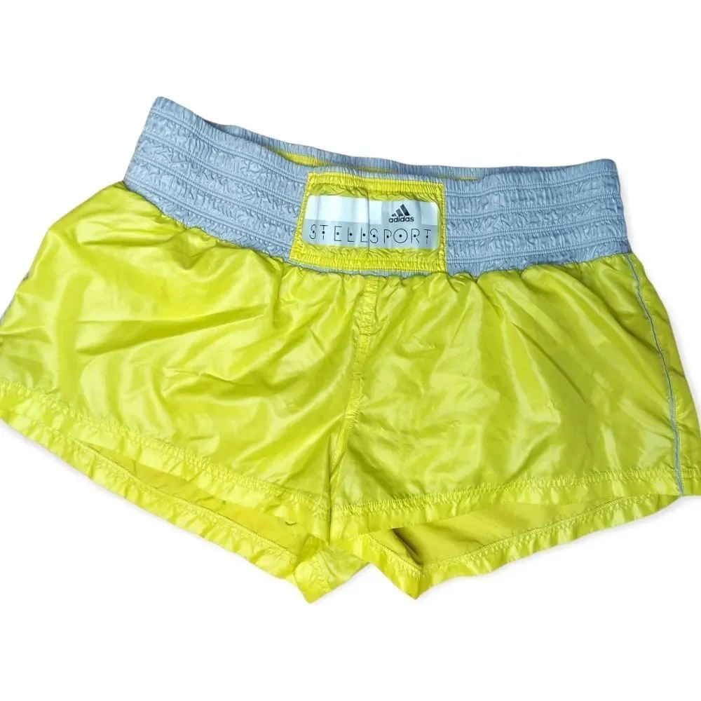 Adidas by Stella McCartney Rare Neon Yellow Grey Athletic Short Shorts Festival - Picture 2 of 6